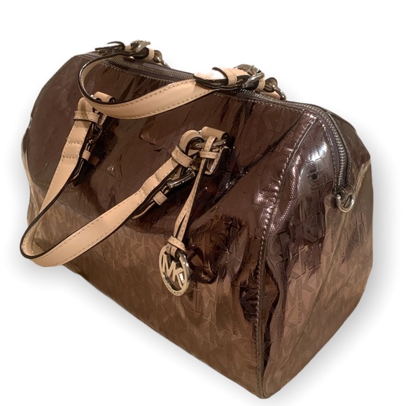 Michael Kors Grayson Large Satchel Mirror Metallic in Gunmetal Gray - Picture 3 of 12